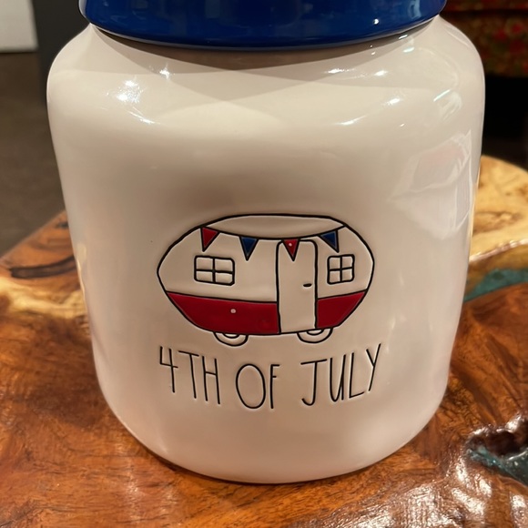 Rae Dunn Kitchen Rae Dunn Summer Ll 4th Of July White Canister Rv Camper Blue Lid Poshmark